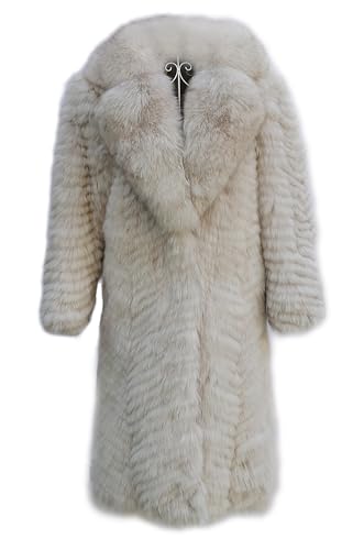 Women's Genuine Fox Fur Long Coat Winter Oversized Turn-down